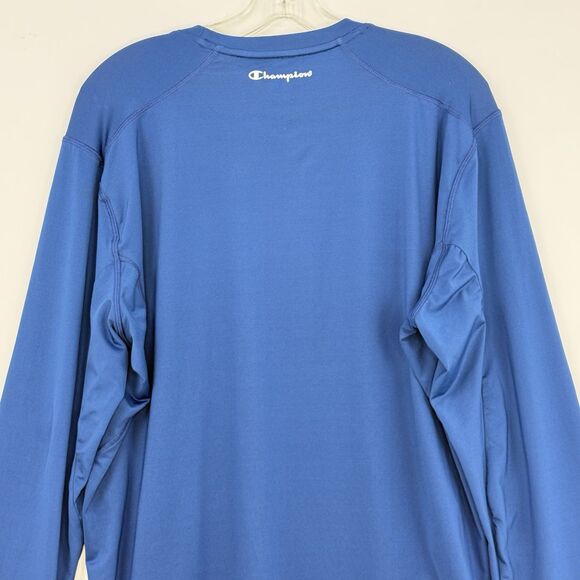 Mens Champion Double Dry Size XL Athletic Navy Blue Shirt Long Sleeves - Picture 4 of 16